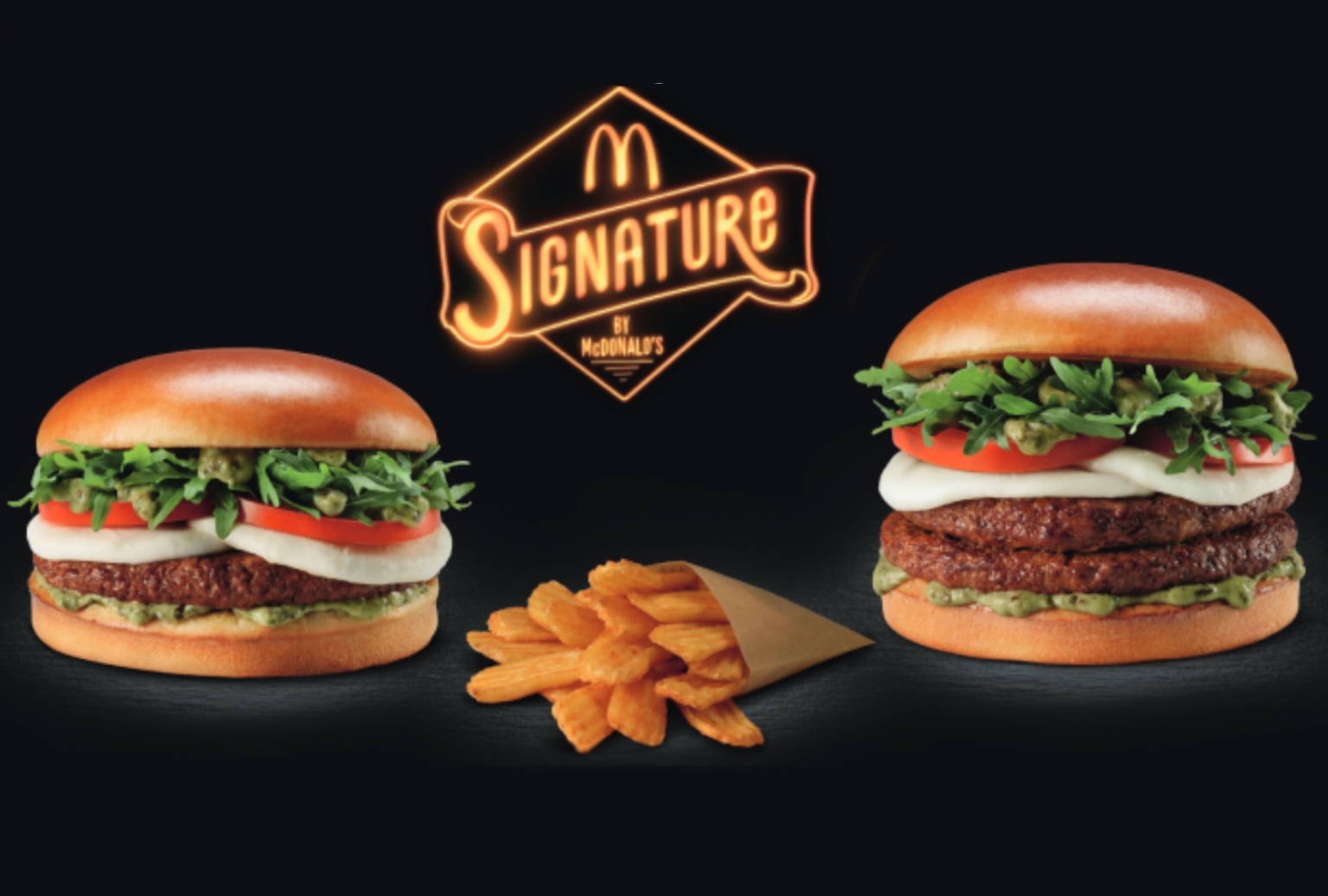 Le Mozzarella Fior Di Latte & Sauce au Pesto arrive avec ses Wavy Fries